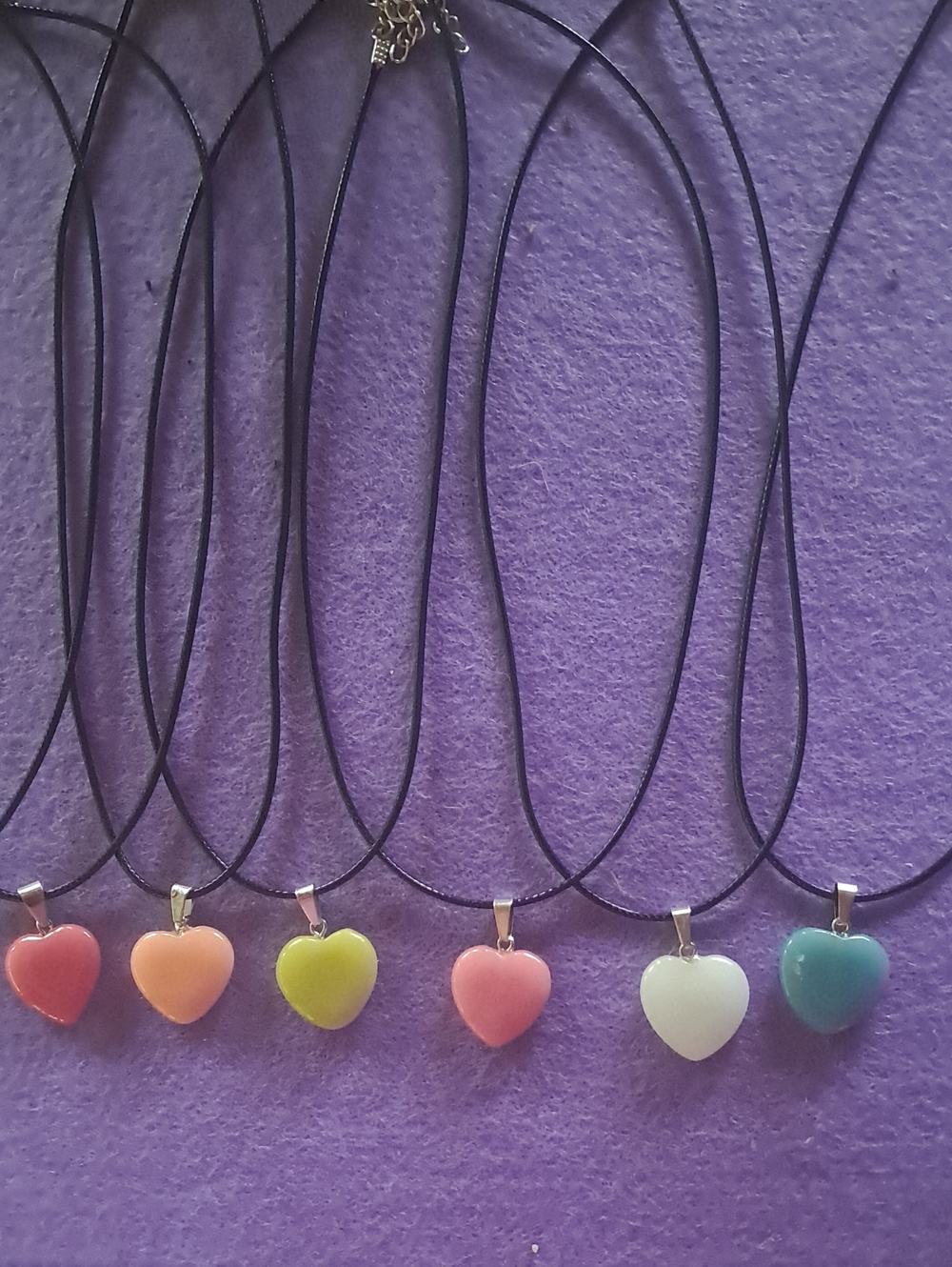 Colorful Heart Pendant Necklace - Multi-Color Assortment
